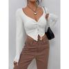 Women's Spring Summer Slim Front Twist Long Sleeve T-Shirt