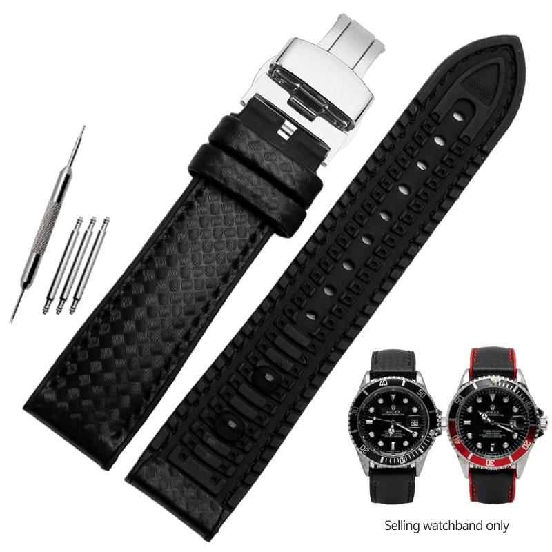 Silikonowy Pasek z Włókna Węglowego Wodoodporny Pasek do Zegarka dla Omega Speed Master Gumowy Zamiennik Męska Bransoleta Pasek 18mm 20mm 22mm 24mm