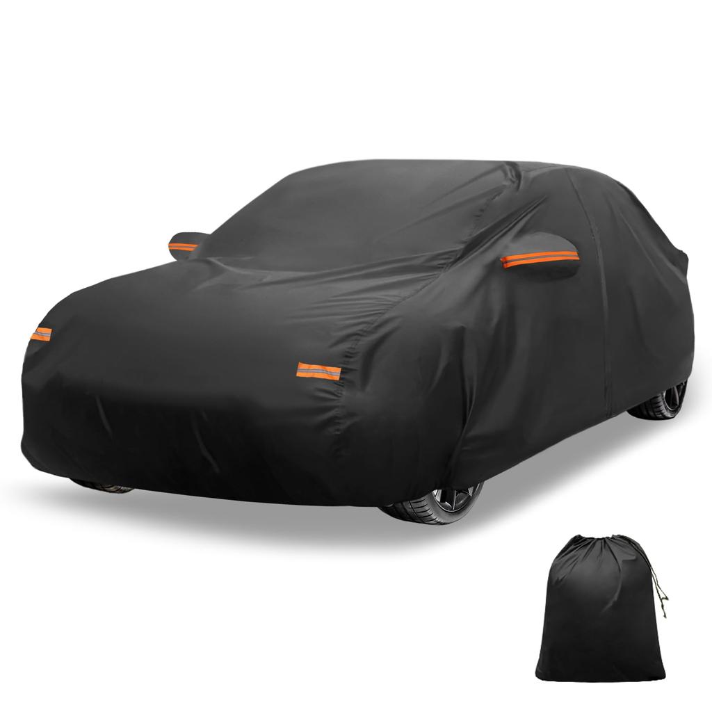 X AUTOHAUX Waterproof Aluminum Car Cover for Toyota Corolla with Driver Door Body Car Increased Water Hail Sun Rainy Season Flame Strong and Yellow