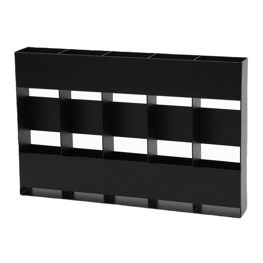 Straw Organizer Black 5 Compartment Space Saving Metal Straw Storage Holder with Double Side Adhesive Tape for Kitchen