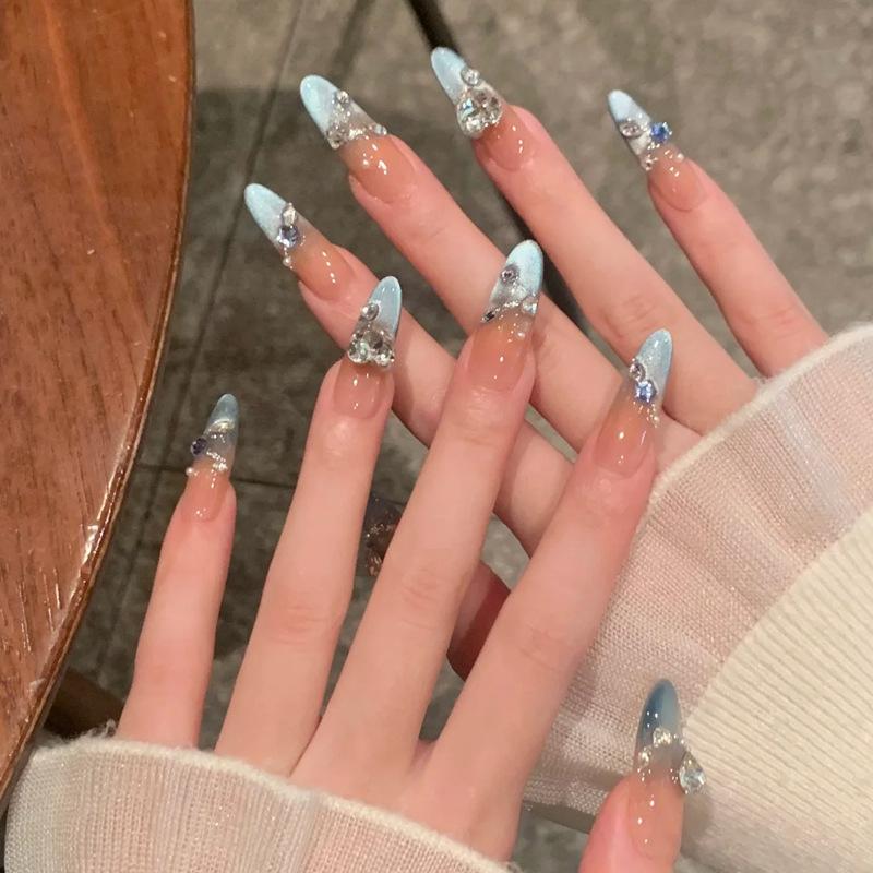 Noste nehty Advanced Kočičí oko Kamínky Francouzská Ručně dělaná Manikúra Nehtová fólie Spice Girl Čistá Touha Umělé nehty