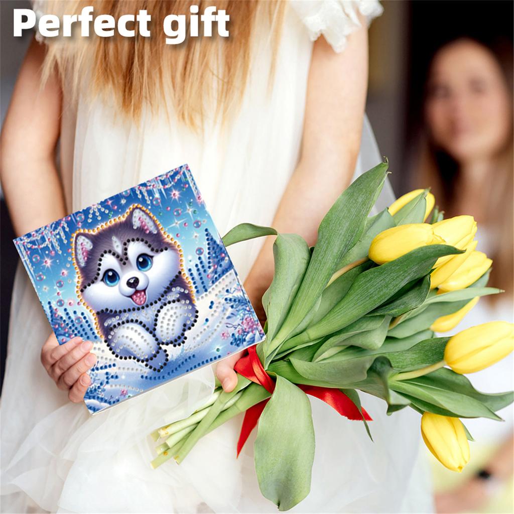 6pcs DIY Diamond Painting Greeting Card Set Rhinestone Diamond Art Mosaic Postcards for Festivals and Celebrations