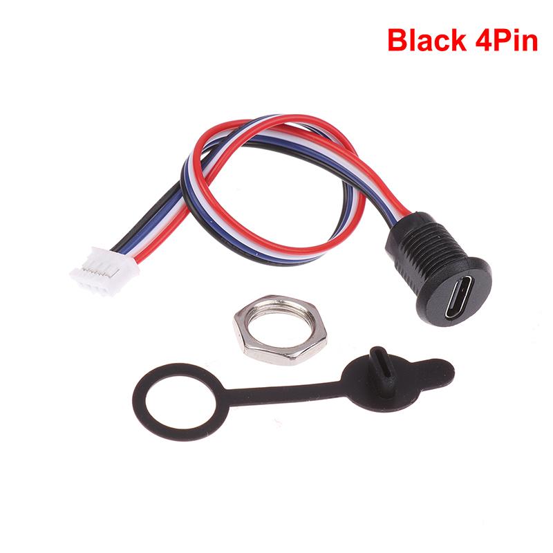 (YY)1Pc USB-C 5A High Current Charging Socket With M11 Nut Snap Lock Plate Transparent Type C Waterproof Female Connector Jack