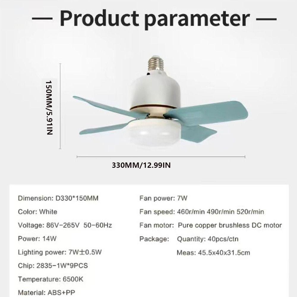 With Lights E27 Socket Ceiling Fan with Remote Control Ceiling Lamp  for Bedroom Living Room