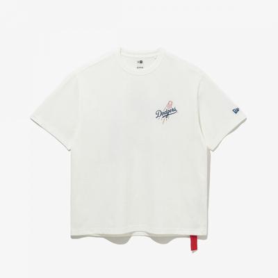 New Era Mlb La Dodgers Koszulka Cheering Food Off White