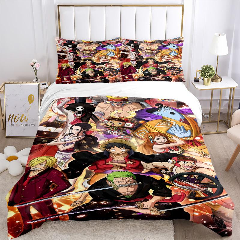 One Piece Thousand Storm Bettwäsche-Set Bettbezug Geschenk für Schlafzimmer, Enthält 1 Bezug und 2 Kissenbezüge, Ohne FüllungB599