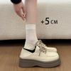 2026 New Spring Women Chunky Loafers Shoes Concise Round Toe Lace Up Shoes Female British Style Dress Leather Single Shoes