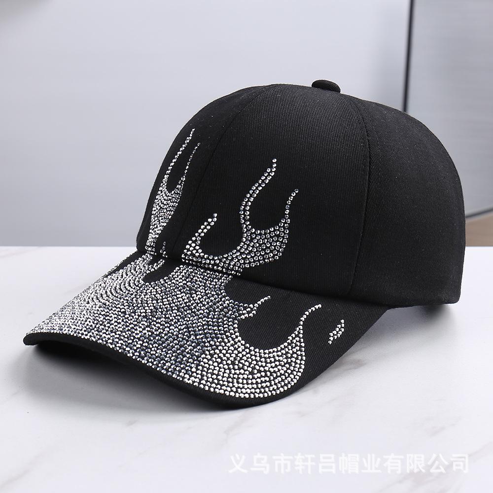 Spring and summer new personalized design fashionable flame hot diamond versatile baseball cap women's outdoor leisure sunshade cap