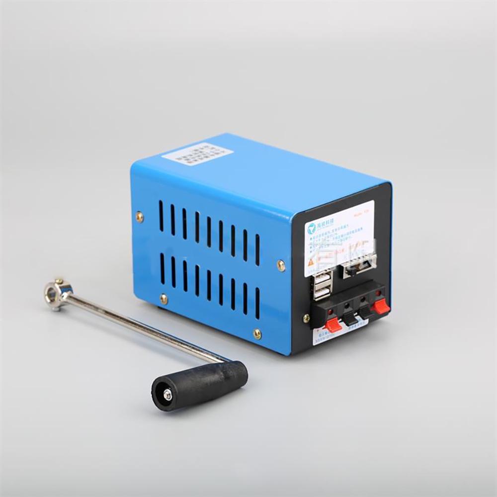 

20 Вт портативный генератор с ручным приводом для выживания на открытом воздухе, аварийный внешний аккумулятор, 2000 об/мин, 5 В, USB-зарядка, ручной генератор синий