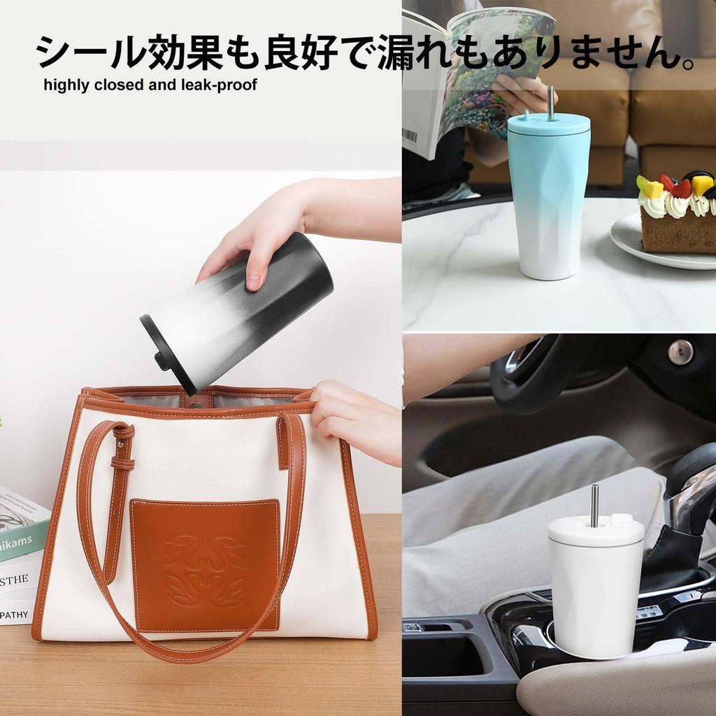BDB Tumbler with 304 Stainless Steel Vacuum Wide Automatic Large Keeps Hot or Cold Drinks Hot or 600ml Suitable for and Outdoor Use Straw, Insulated,