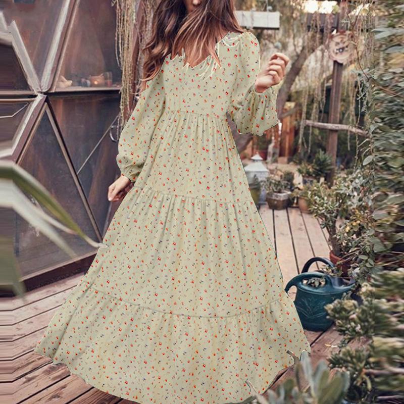 Buy Summer Beach Holiday Dress Women Casual Floral Print Elegant Bohemian  Long Dress Long Sleeve V-neck Dresses at affordable prices — free shipping,  real reviews with photos — Joom