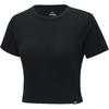Solid Color Round Neck Short Sleeve Crop T-Shirt Women Tops Black 6000264-001
