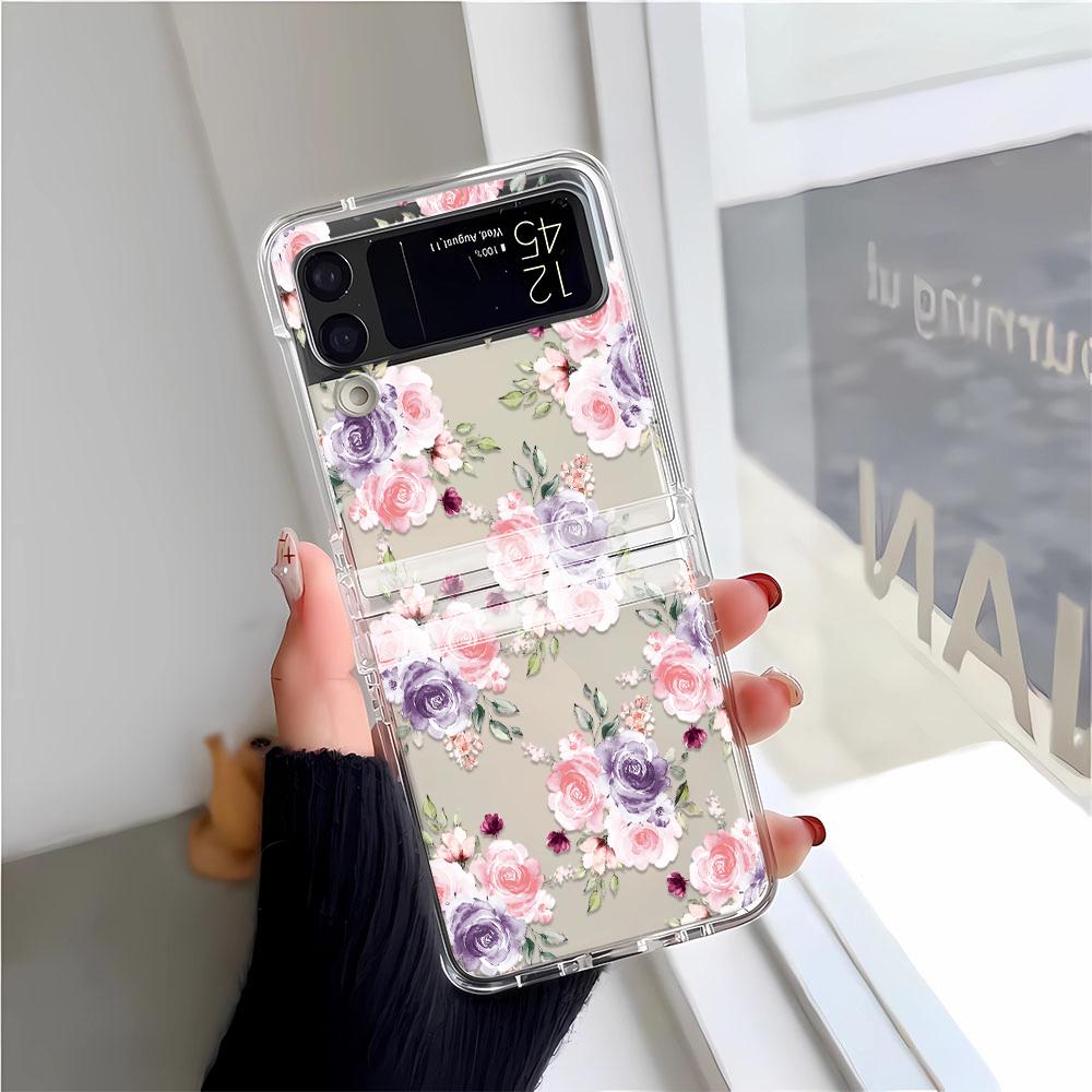 Capa de Celular Libélula em Flor Para Samsung Z Flip 3 4 5 6 F711 Capas Funda Para Samsung Z FLIP 3 4 5 6 Capa Cover Funda Coque