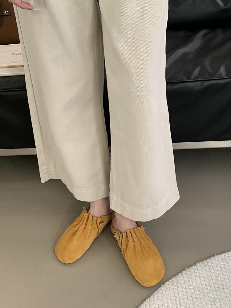 Fashion Leather Women Flats Slippers Designer Bow Mule Shoes Autumn Casual Slingback Shoes New Trend 2025 Walking Cozy Zapatillas Ladies