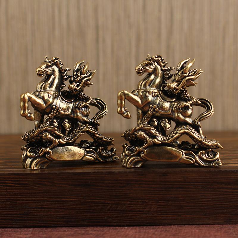 

2026 Chinese Style Ornament: Dragon And Horse Creative Craft Ornament Brass Small Copperware Ornament one size
