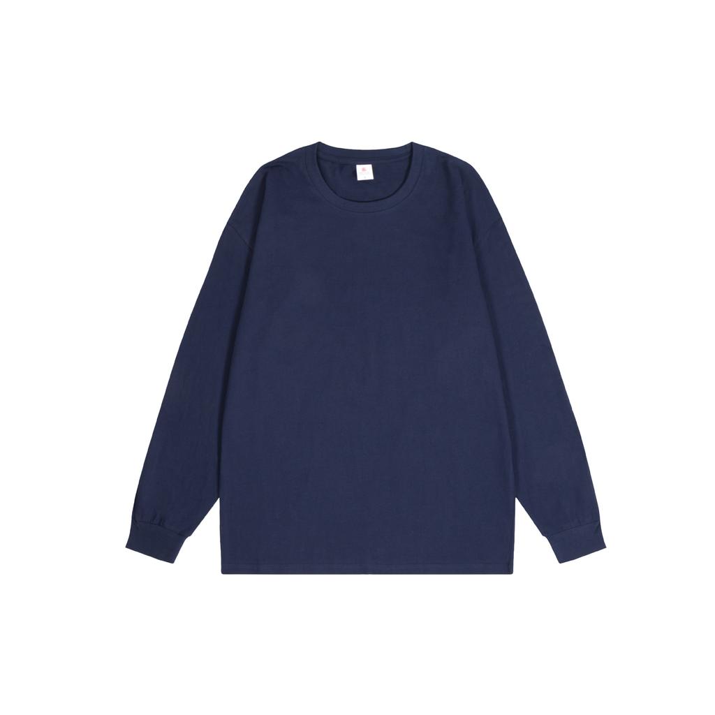 Basic Fall Winter 230g Premium Brand Solid Color Long-Sleeve T-Shirt for Men with Ribbed Cuffs Fashionable Casual Base Layer Women's Hoodie
