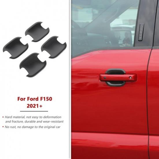 Carbon Fiber Exterior Door Handle Bowl Cover Trim Decor for - Ford F150