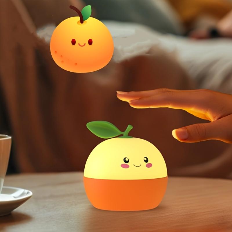 Modern Silicone Orange Night Light , USB Rechargeable, 4 Level Dimming, Touch Control, Freestanding Tabletop Lamp with Lithium Battery for Bedroom