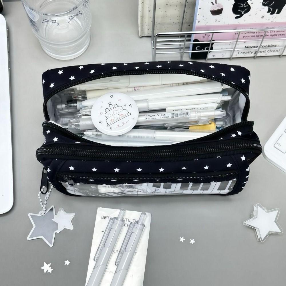 Sweet Star Pencil Storage Bag Printed Zipper Stationery Pouch Multifunctional Makeup Bag Student