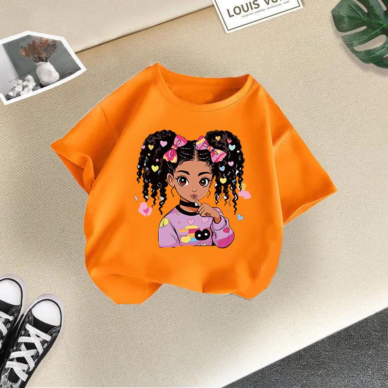 Girls' Cartoon Print Casual Round Neck Short-Sleeve T-Shirt - Summer Collection
