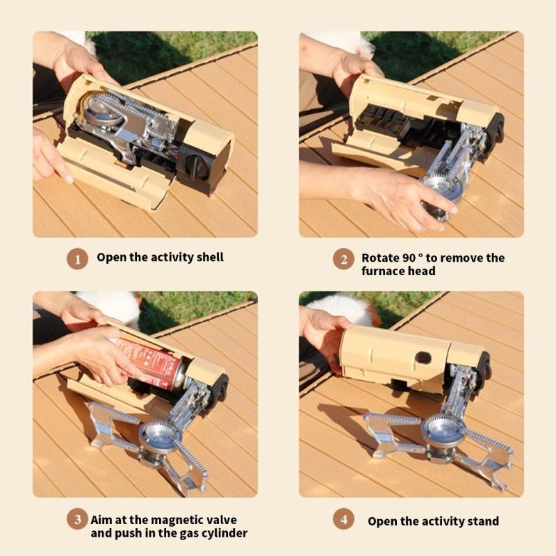 WindProofed Camp Gas Stove Outdoor Tourist Stove Strong Fire Heaters Tourism Cooker Emergencies Cooking Equipment