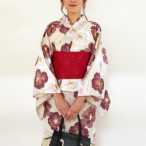 Half-width Obi [Asanoha] for Hakama and Yukata, Single-Layer Kimono, Simple, Solid Color, Half-width Obi (Azalea Green)