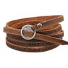 Five-Circle Embossed Genuine Cowhide Bracelet - European & American Design