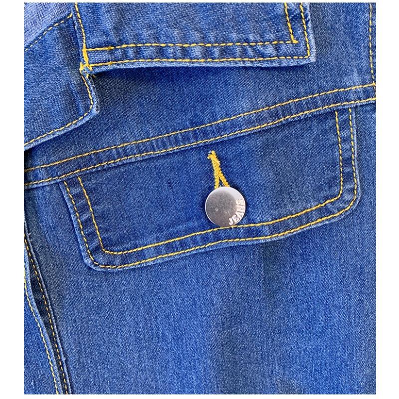 Plus Size Women's Denim Dress Short Summer Thin Thin Polo Collar Work Dress