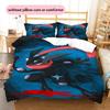 Biancheria da letto con motivo Pokémon dei cartoni animati Decorazione per la casa Regalo di compleanno (1 * copripiumino + 2 * federa, senza nucleo)