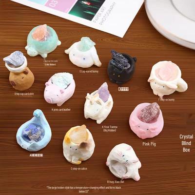 Cartoon Cute Lucky Cat Crystal Ornament - Creative Office Desk Resin Craft