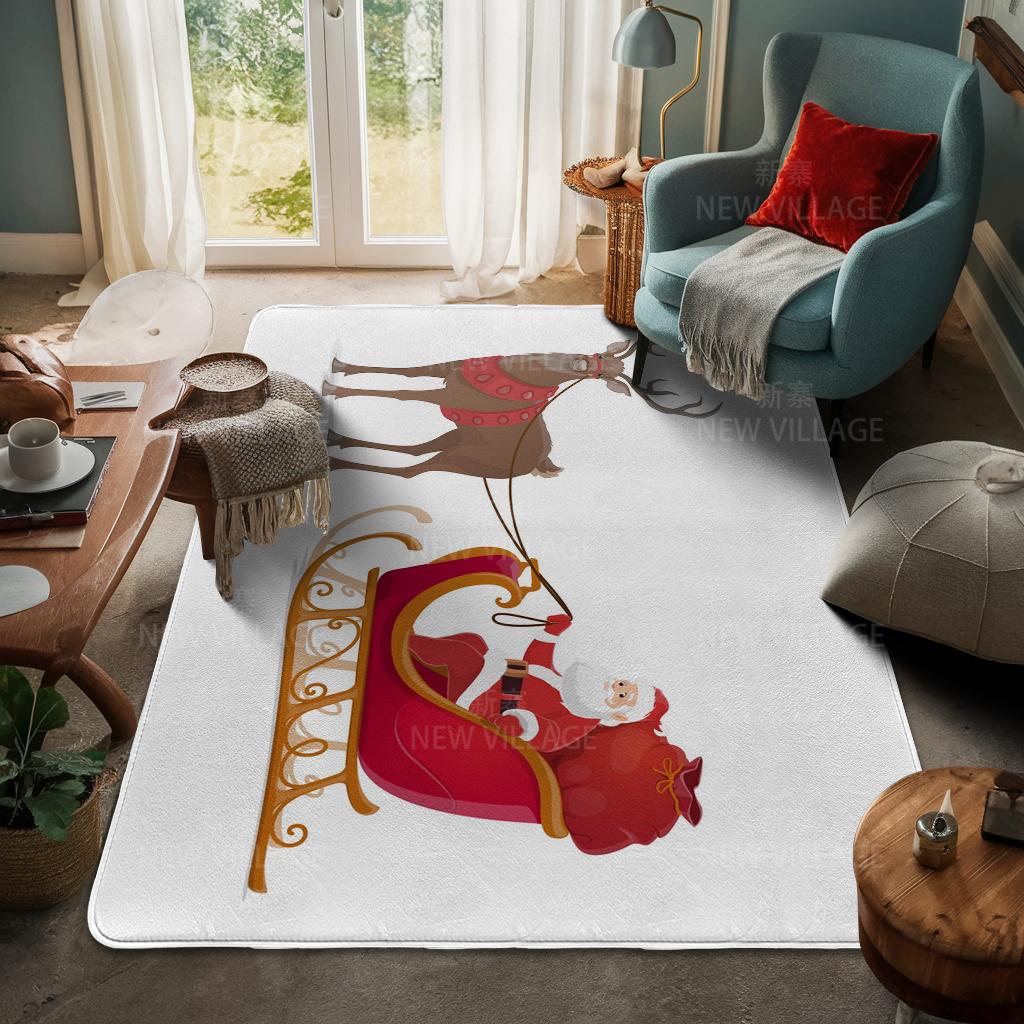 House Entrance Carpet Home Door Mat Living Room Bath Foot Bathroom Non-slip Water Absorption Rugs Bath Merry Christmas Winter