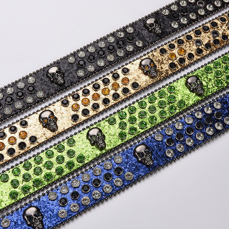 Cataramă de Curea Hip Hop cu Strasuri în Formă de Craniu - Stil Punk European și American