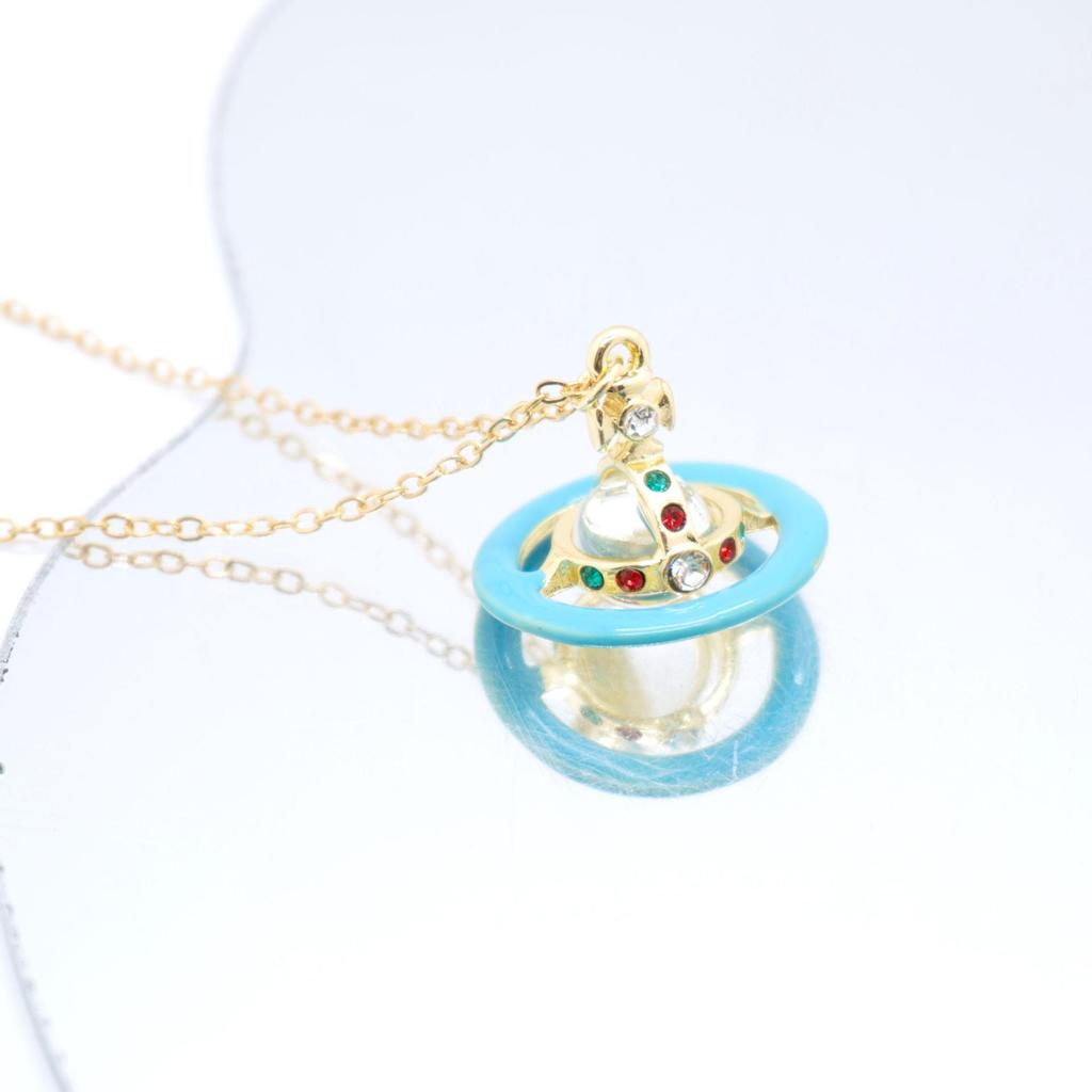 Westwood Saturn Choker Necklace: High Version, Medium Size, Women's 10MM Beads, Logo Clasp.