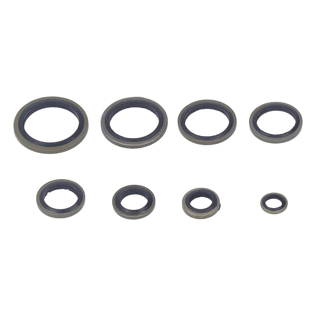 110 Pcs Oil Seal Washer M6 M8 M10 M12 M14 M16 M18 M20 Rubber Bonded Seal Oil Gasket Metal Sealing Washer