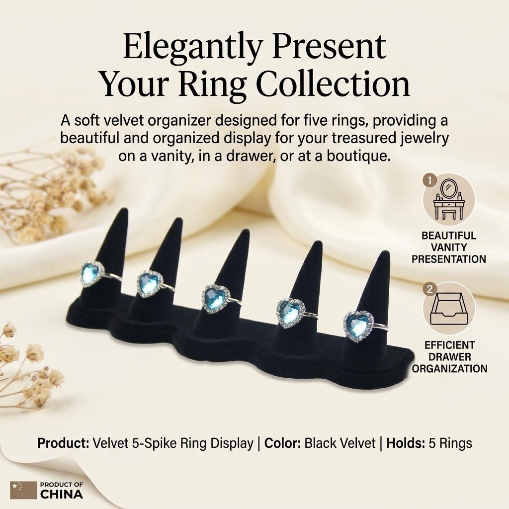 Resin Ring Display Stand With Black Flocking For Jewelry Storage And Decoration