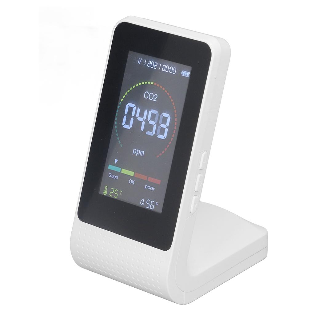 White CO2 Air Quality Monitor LED Digital Display LCD Screen Backlight Temperature Humidity TVOC Detector Meter