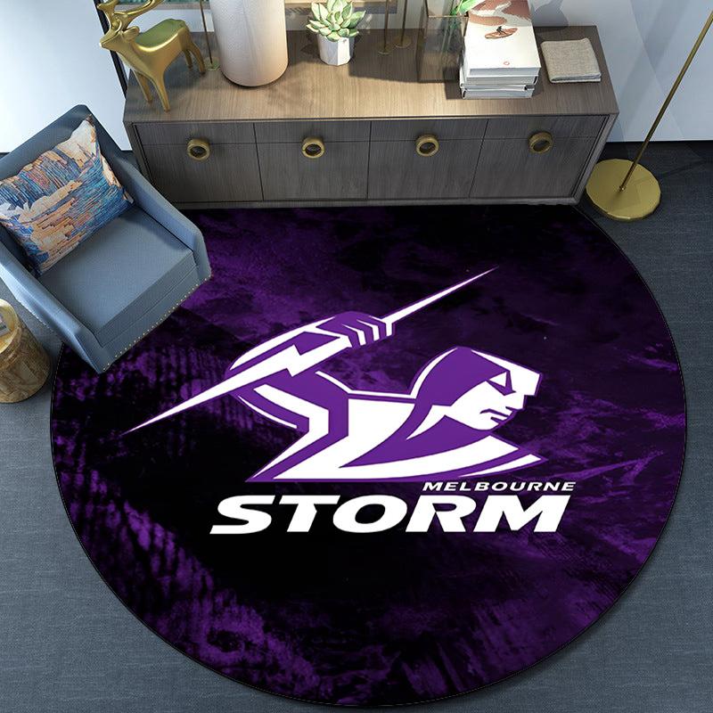 Melbourne Storm Team Round Rug for Livingroom,Bedroom, Palyroom, Chair Rug, Area Rug, Circle Carpet, Fan Christmas Gift