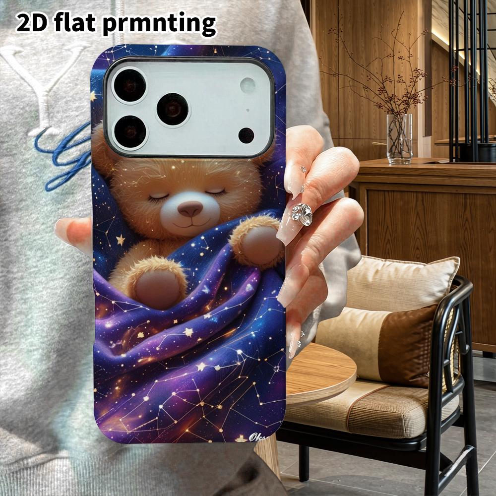 Phone Case: 2D Flat Design Suitable for iPhone 18 17 16 15 14 13 Pro Film Protective Case, Couple Style, Sleeping Brown Bear, Christmas and Halloween 