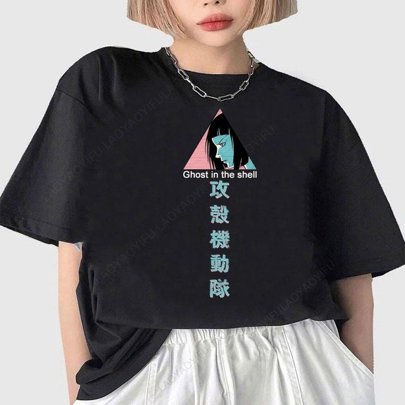 

Ghost in The Shell Kusanagi Motoko Anime Graphic Tshirt Unisex Vintage Unisexga Casual Loose Polyester Harajuku Print Women Tops S