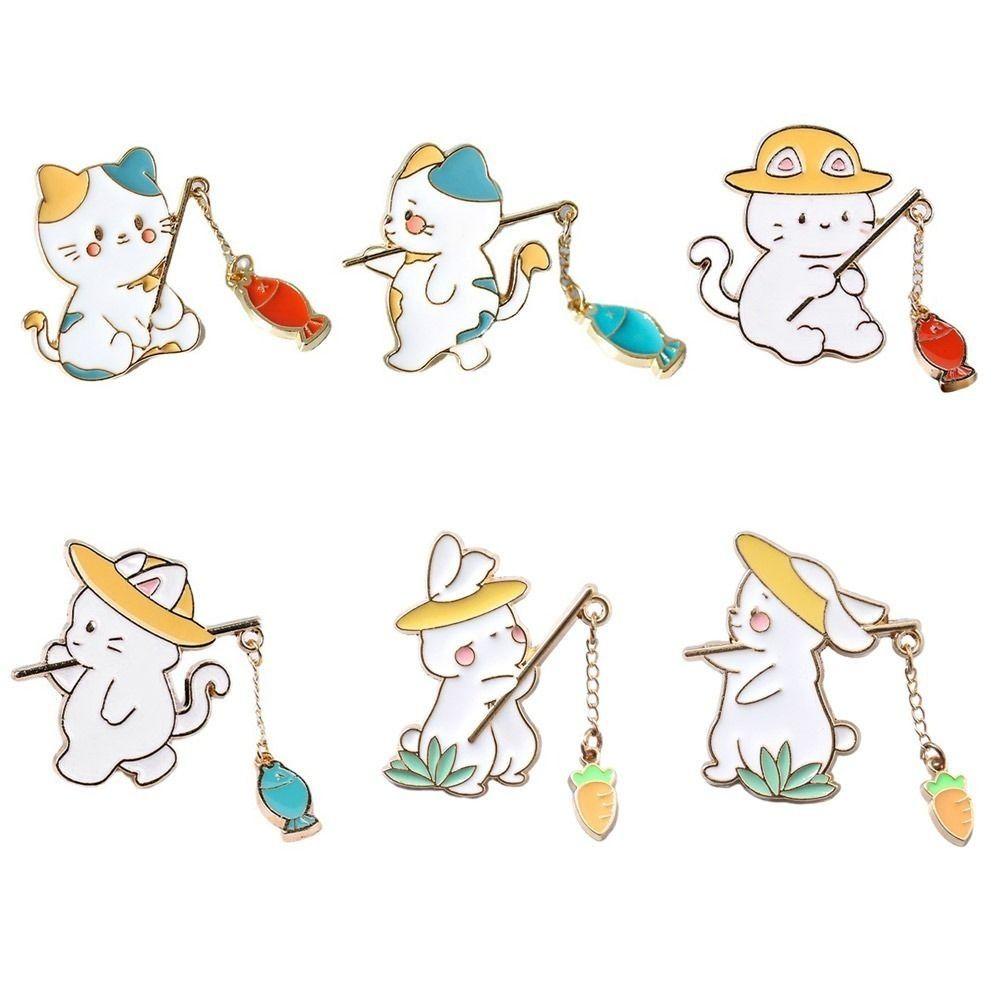 Cartoon Design Animal Badge Pin Enamel Finish Cartoon Cat Pin Creativity Brooch  Anime Pins