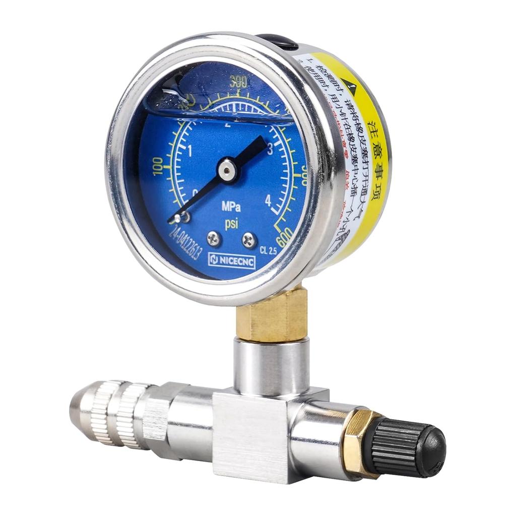 NICECNC Universal 600psi Nitrogen Gauge Needle Pressure Checker Tool Compatible with Yamaha YZX, Compatible with Polaris RZR's, Compatible with Ford
