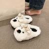 Wear Home Half Slippers Cotton Shoes Cute Cartoon Bow Puppy Fluffy Slippers Female 2025 Autumn and Winter New