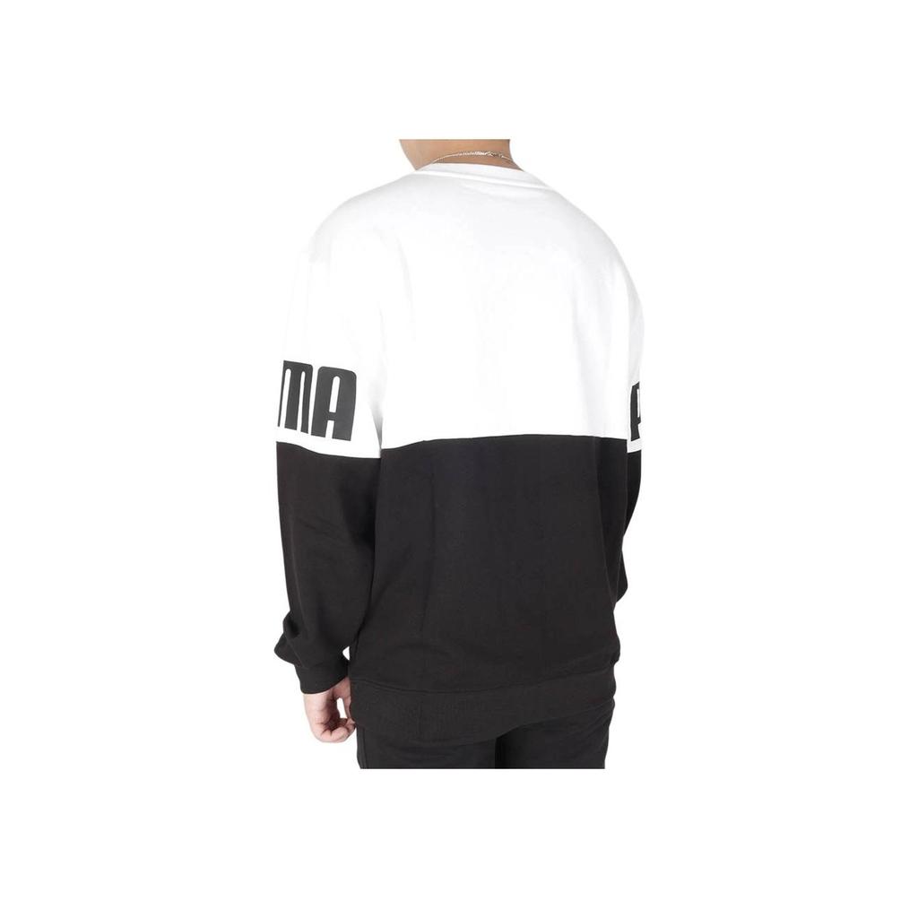 Puma Pánská mikina s kulatým výstřihem a logem v barevném bloku, topy, černobílá 847722-02