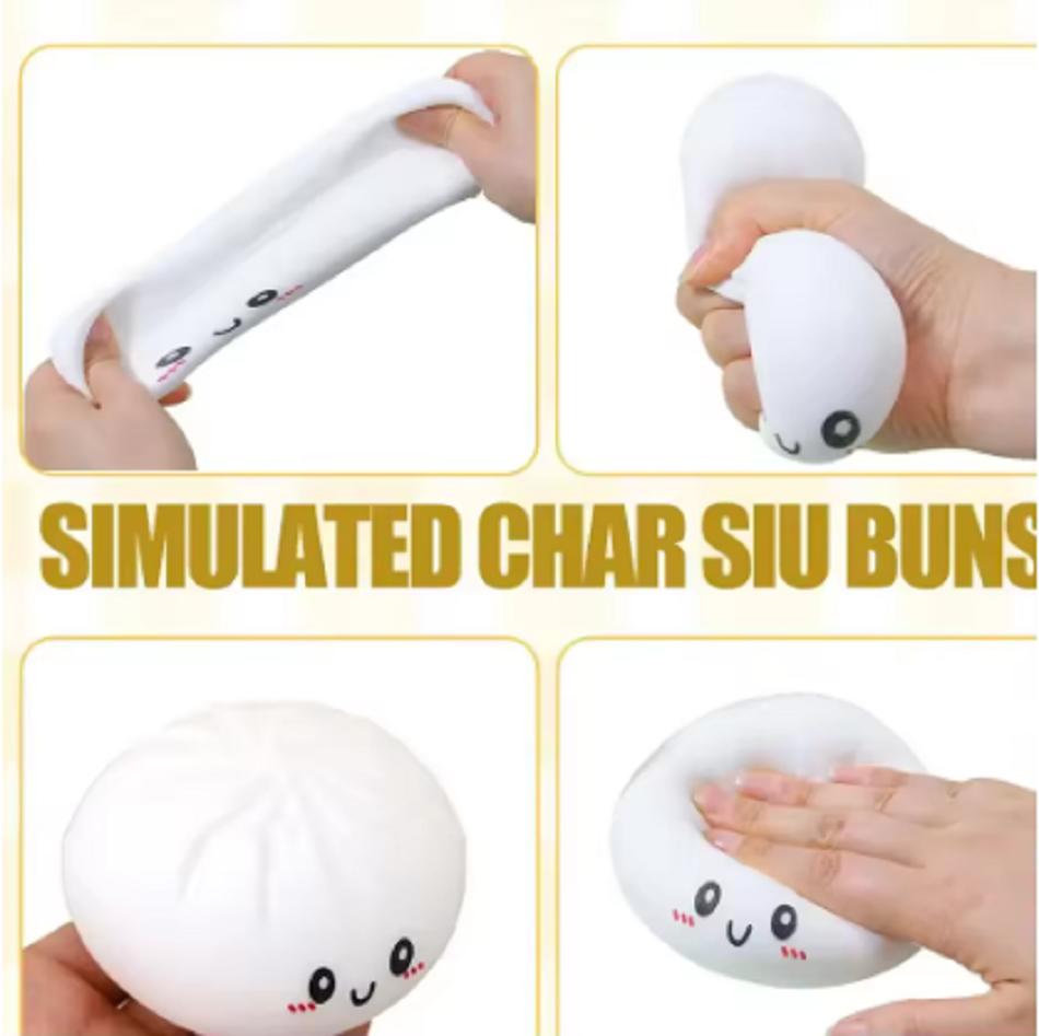 New Colorful Dumpling Squishes Stress Toys Simulation Food Squishies Bun with Steamer Squeeze Dough Ball