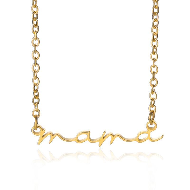 CARLIDANA Mother's Day Gift Hot Sale Letter MAMA Necklace for Mom Stainless Steel Gold Color Necklace Jewelry Women Anniversary