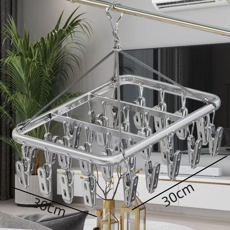 Алюминиевый балконный сушильный стеллаж с множеством зажимов - Стеллаж из нержавеющей стали для нижнего белья и носков