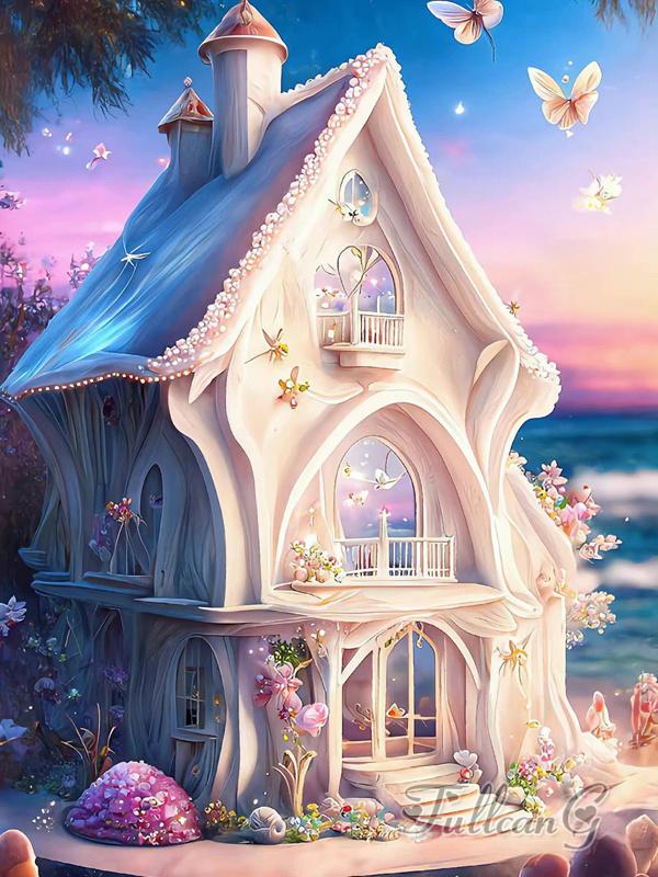 Diy 5D Diamant Pictură Vanzare Beach View House Full Square Round Drill Broderie cu strass Fantasy Cottage Mozaic Kit cusaturi de cruce Decor de perete AA4649
