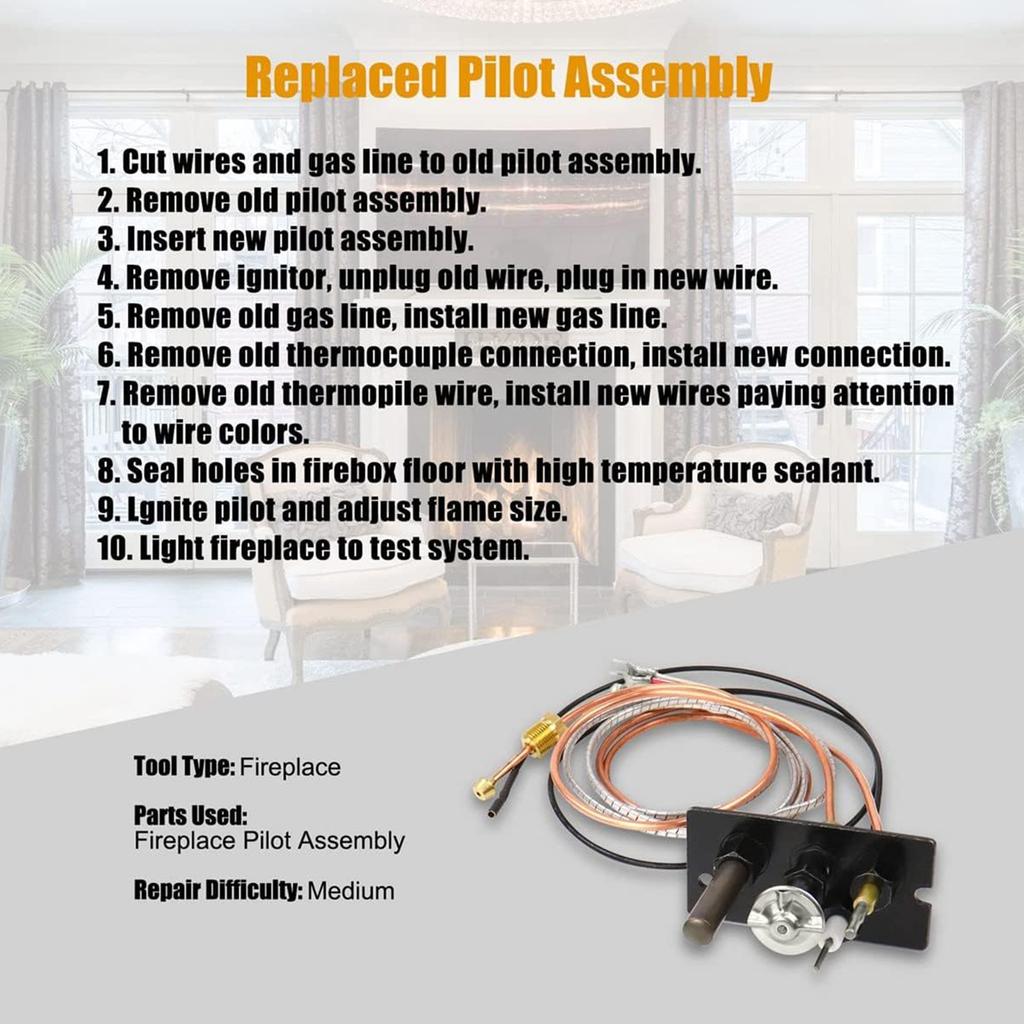 Propane Gas Pilots Assembly Compatible for Fireplaces 10002264 10002265 4021-736 485-510A 230-1781 69L17 with Thermopile