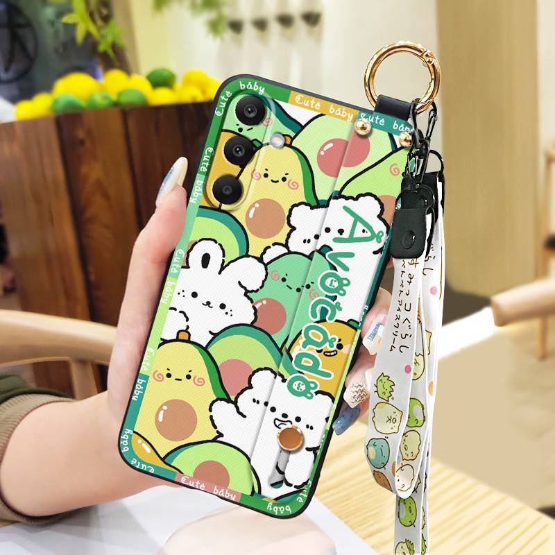 Waterproof Silicone Phone Case For Samsung Galaxy A17 Cute Wrist Strap Back Cover Fashion Design Kickstand Lanyard Ring