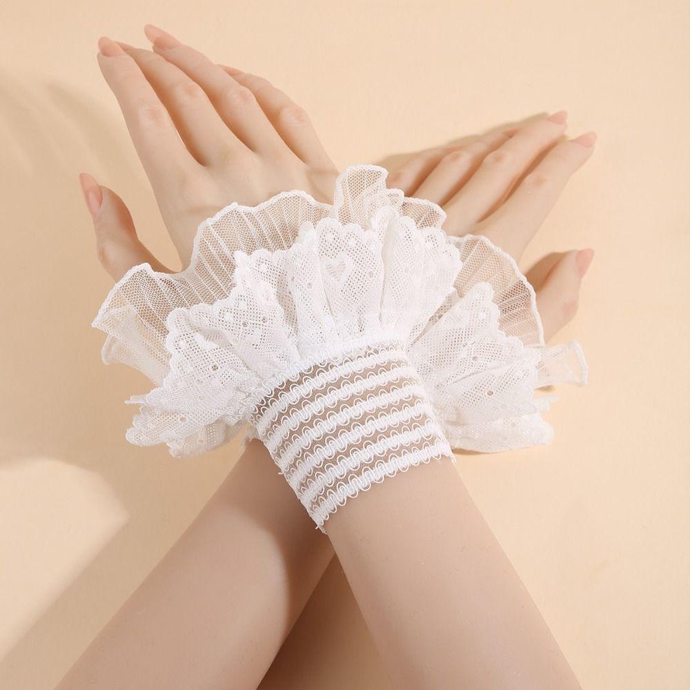 Fashion Lace Ruffled Wrist Fake Sleeves Cuffs Costume Accessory Soft Fake Cuff Comfortable Lace Cuff Daily Accessory